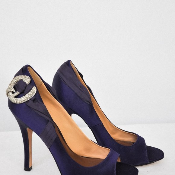 Badgley Mishka Purple Satin High Heels - Picture 7 of 12